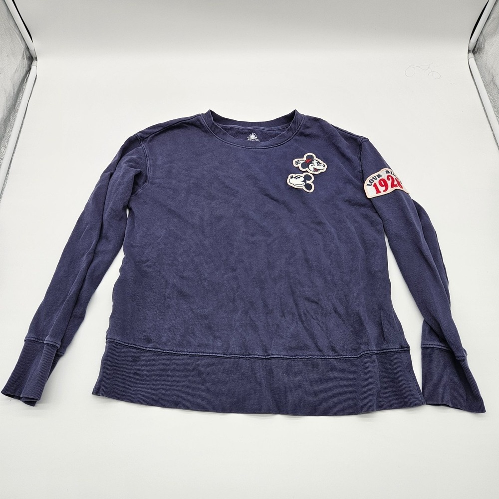 Disney Womens Sweatshirt Mickey & Minnie Embroidered Love Since‎ 1928 Medium